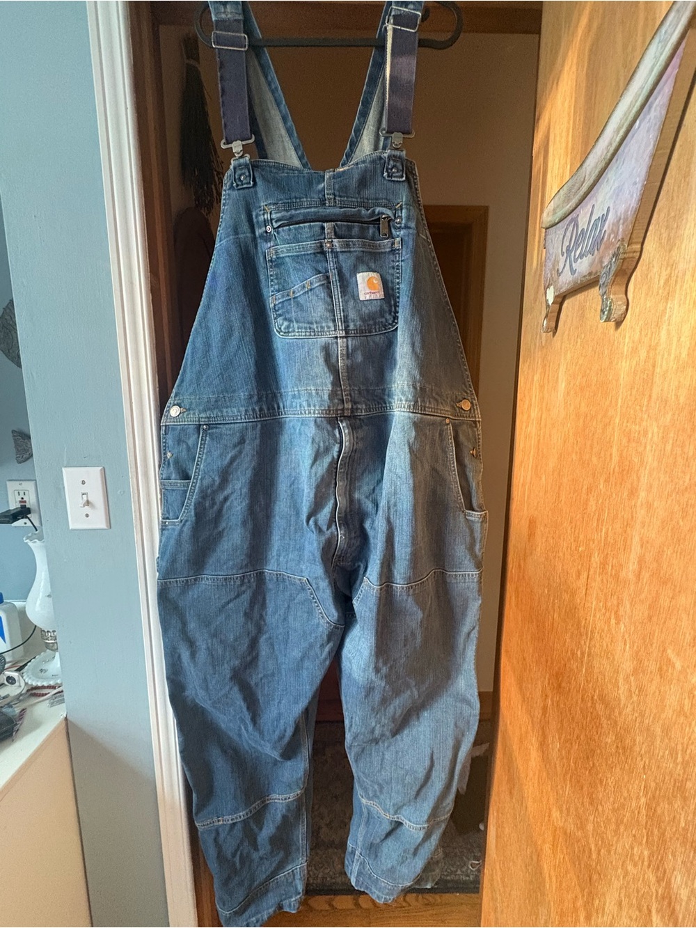 Carhartt Men's Blue Denim Relaxed Carpenter Overalls
